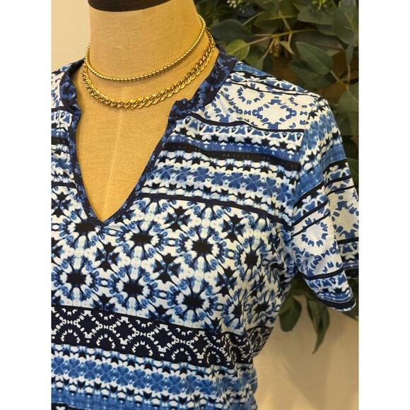 TOMMY BAHAMA Blue Patterned Top Shirt Women size S - Picture 2 of 7
